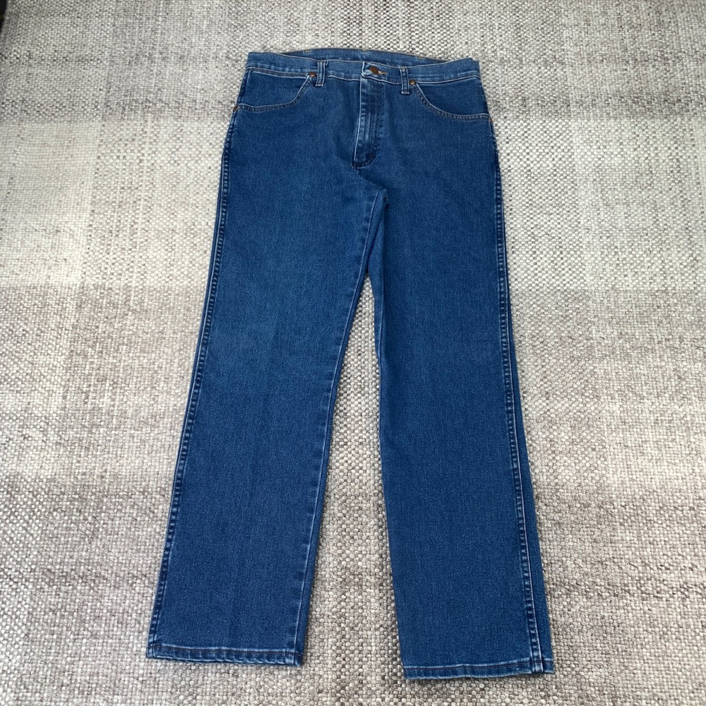 Wrangler Jeans Mens 34x30 Blue Denim Straight Leg Western Classic 5-Pocket
